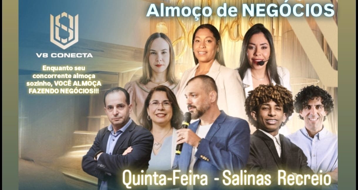 V8 Conecta -30/04/26 (quinta) | Local: SALINAS Recreio - Av. Lúcio Costa 16580 12h às 18h